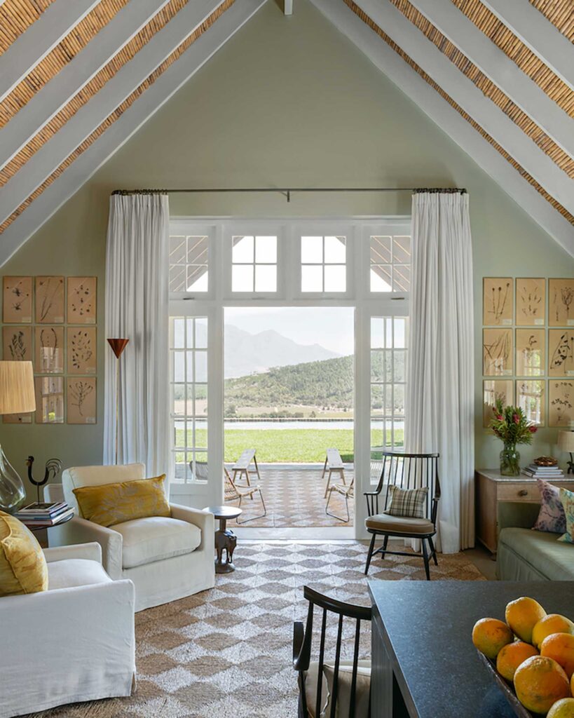 View from the kitchen into the valley at 7 Koppies, Franschhoek, South Africa