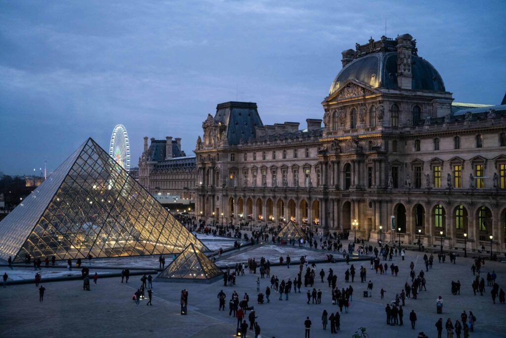 The Louvre at dusk, perhaps part of an upcoming Ariodante Travel trip