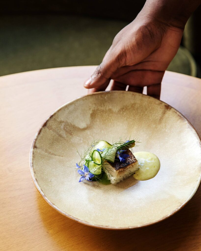 Oshizushi à l_Omble Chevalier at Mosuke restaurant, an example of African food in Paris, France