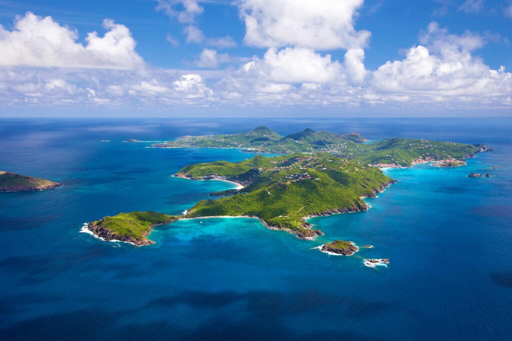 Aerial view of St Barts, where Eden Rock St Barths is located