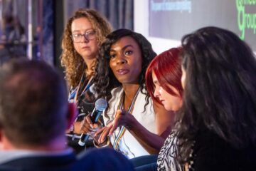 Speakers on the Travel Connections Group panel about inclusive storytelling