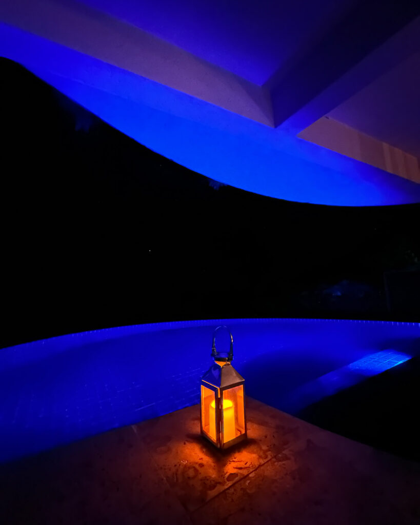 A lantern in a guest sanctuary at Jade Mountain, Soufriere, St Lucia