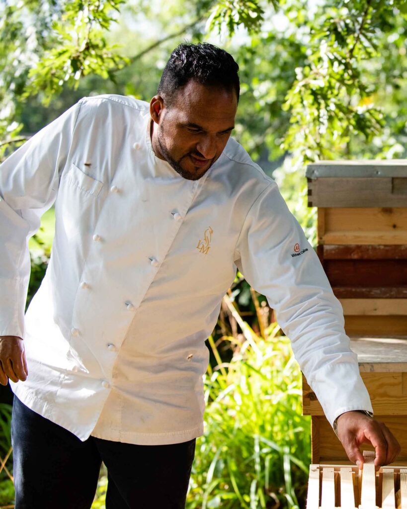 Chef Michael Caines beekeeping at Lympstone Manor Relais & Chateaux