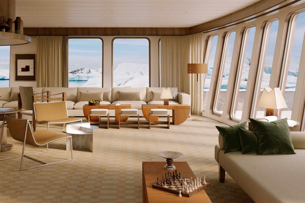 Rendering of the lounge aboard the upcoming Selar ship