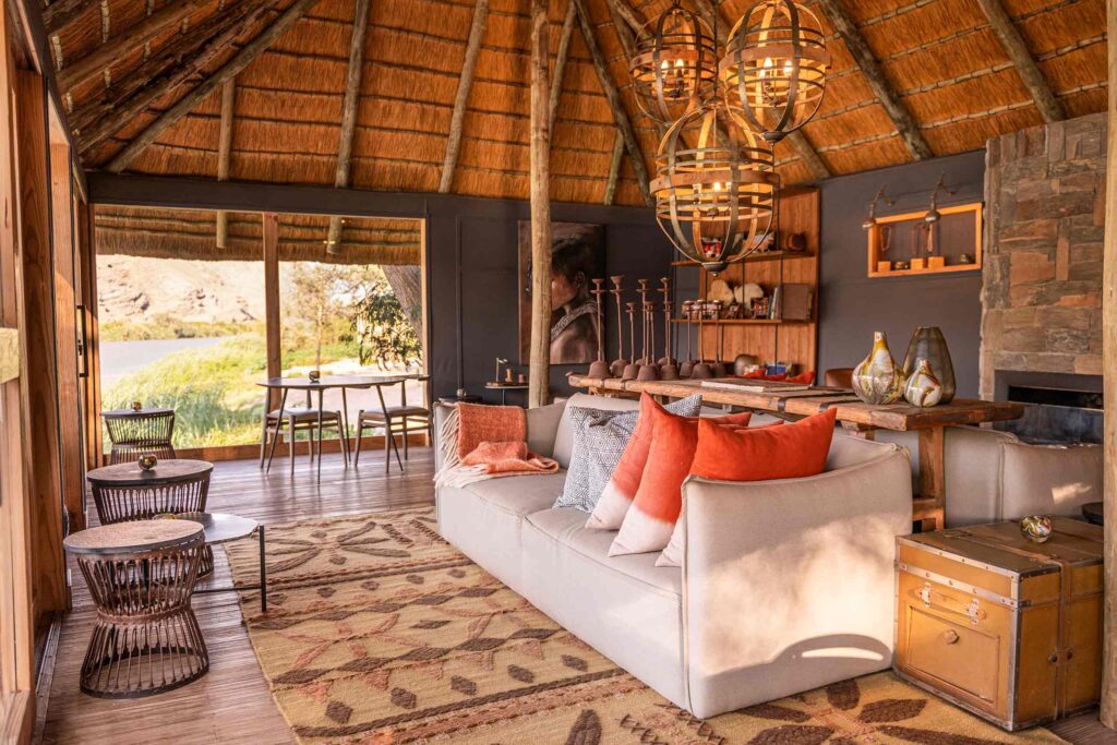 Colourful interior design details at Serra Cafema, Skeleton Coast, Namibia