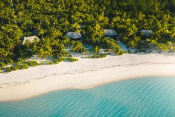 Villas along the shore at The Brando, French Polynesia